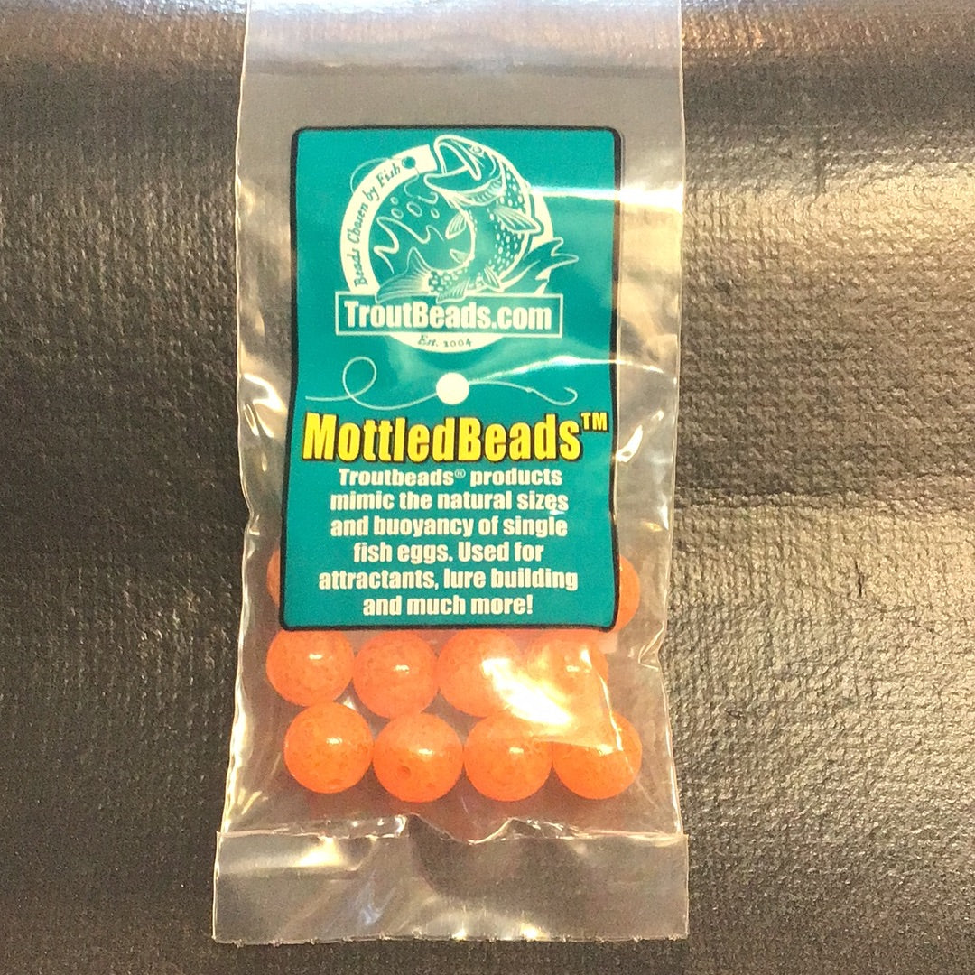 Trout Beads - Mottled Beads - 10mm (Orange Clear) 15ct