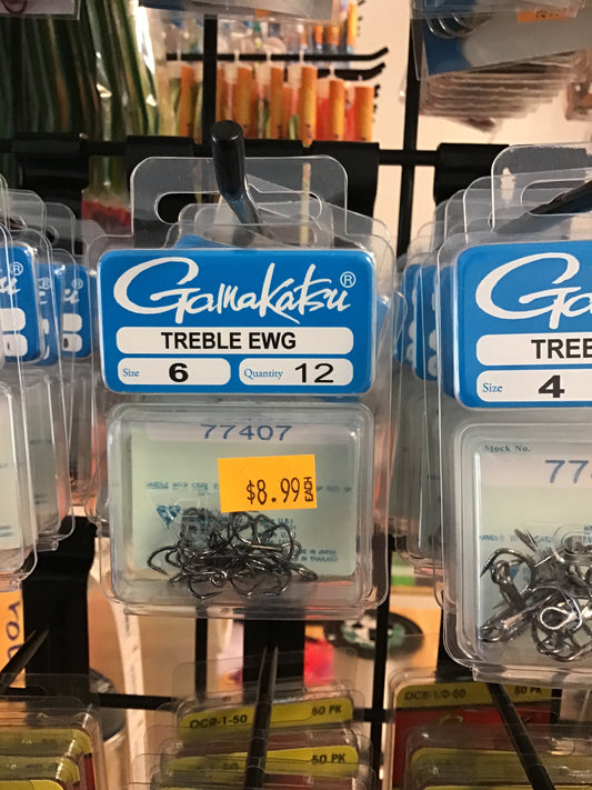 Gamakatsu silver treble ewg size 6