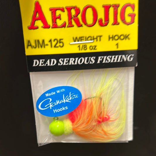 Aerojig marabou jig 1/8oz chart/flame/chart