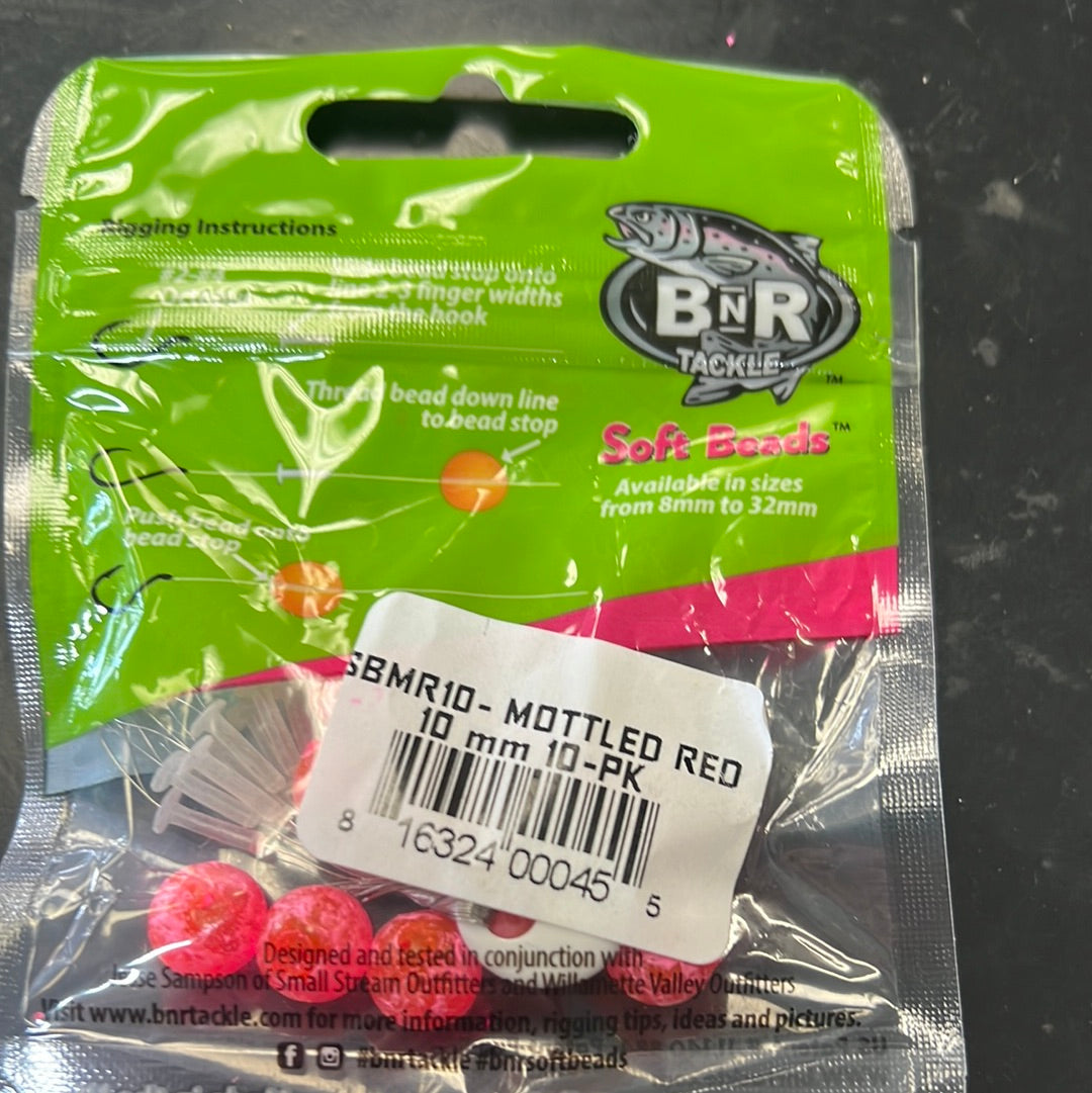 BnR soft beads 10mm mottled red