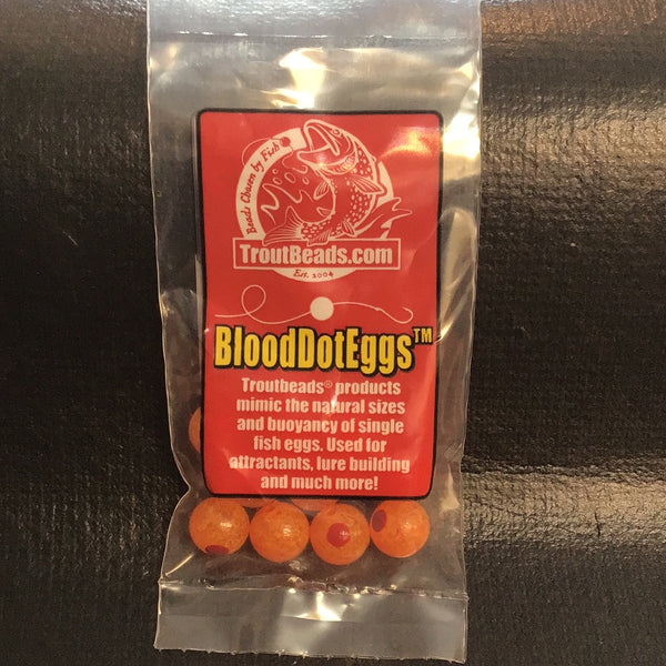 Trout Beads - Blood Dots - 10mm (Orange Clear) 10ct