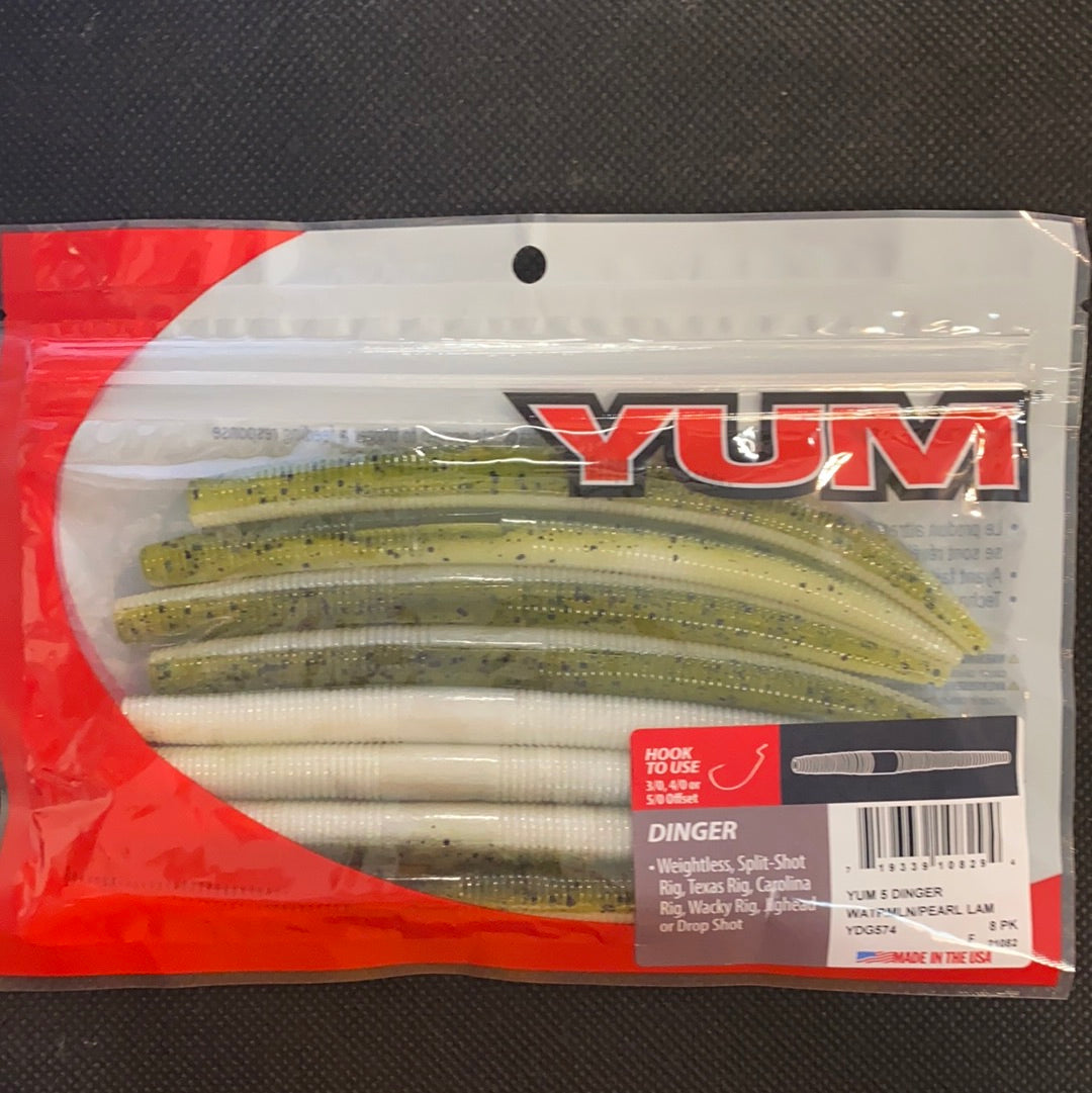 Yum Dinger 5" Watermelon/ Pearl Lam