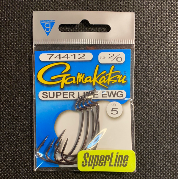 Gamakatsu Superline EWG Hook 2/0 - Value Pack Of 25, Black, For Senko Worms & Bass Fishing