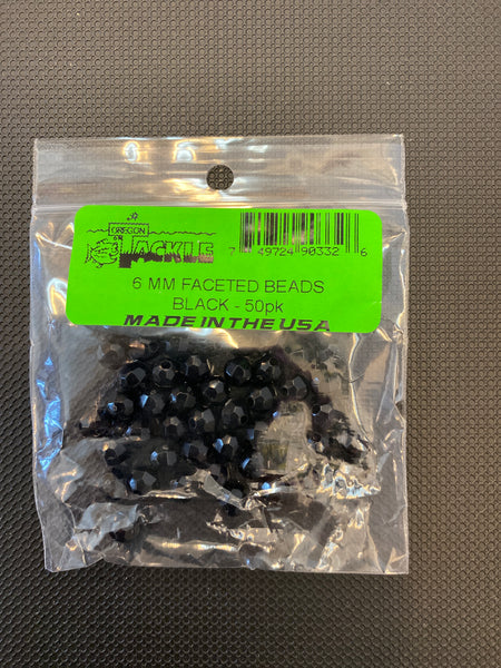 Oregon Tackle 6mm Black Facetted beads
