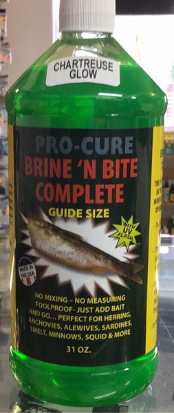 Pro- Cure Brine ‘N Bite Complete 32oz guide size(Chartreuse Glow)