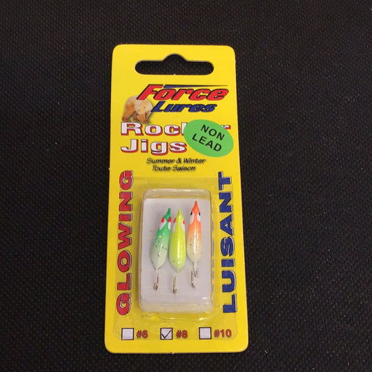 HT Force Lures Rocker Jigs Non-Lead Glow #8 (3pk)