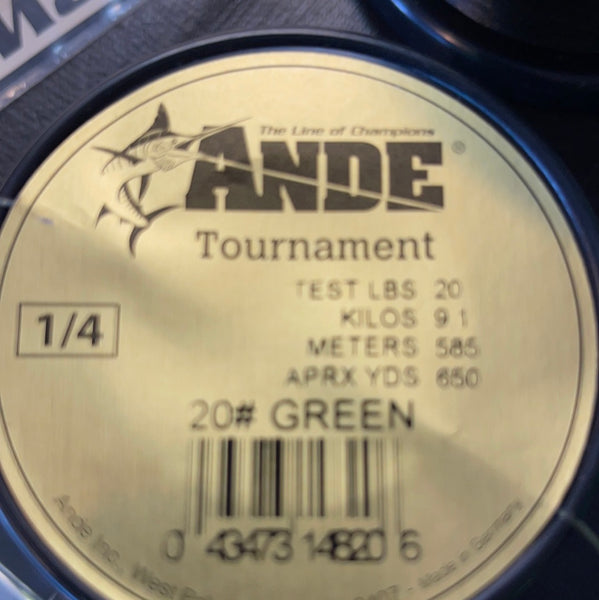 Ande tournament 20lb green 1/4lb spool