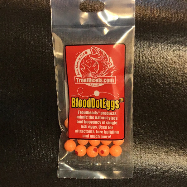 Trout Beads - Blood Dot Eggs - 8mm (Sun Orange) 15ct