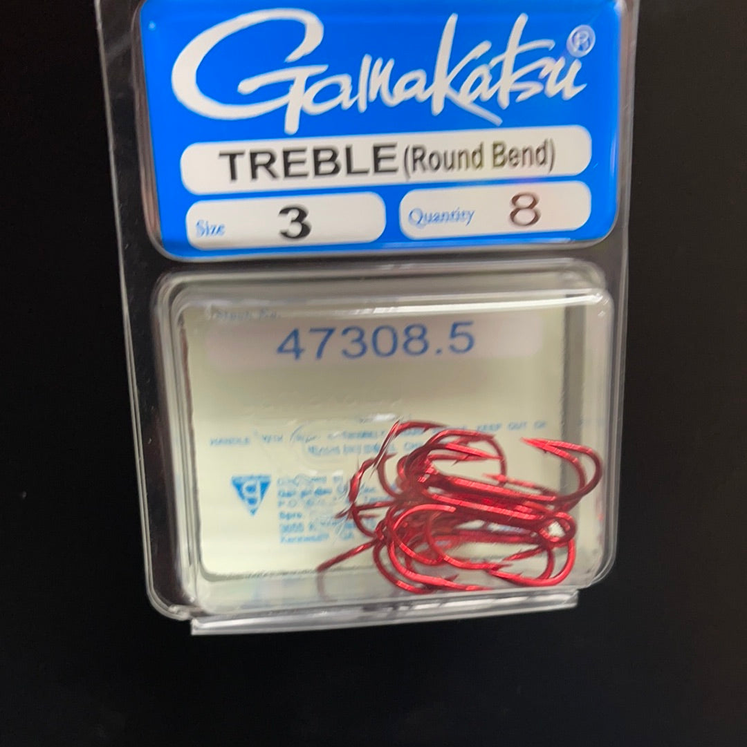 Gamakatsu #3 round bend treble (red)