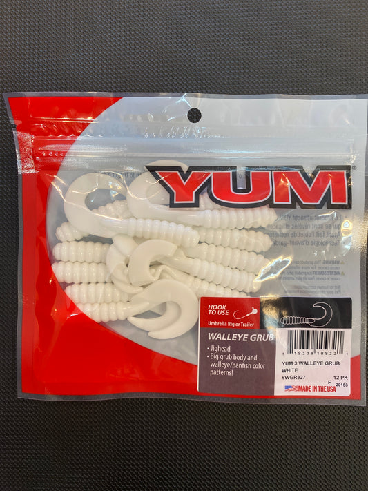 YUM Walleye Grub 3" white