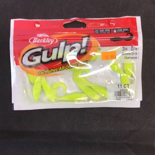 Gulp Minnow Grub chartreuse