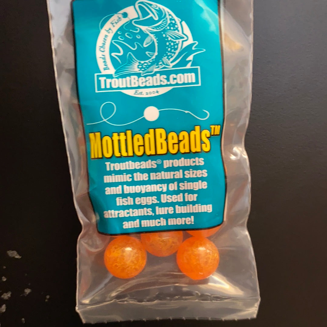 Trout Beads - Mottled Beads 12mm (Orange Clear)
