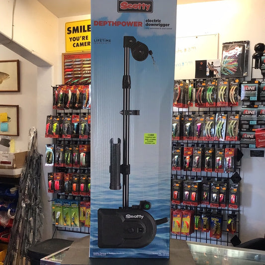 Scotty DepthPower 1106B Electric Downrigger W/ 300FT 200lb Braid, swivel mount included.
