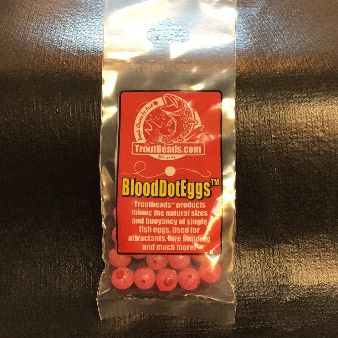 Trout Beads - Blood Dot Eggs - 8mm (Cerise Roe) 15ct