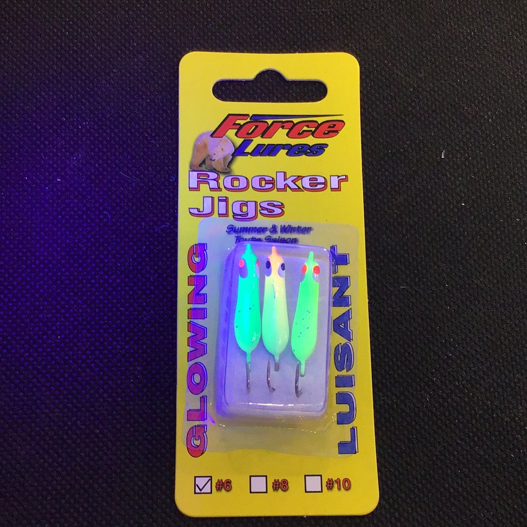 HT Force Lures Rocker Jigs Glow #6 (3pk)